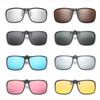 Clip Polarized Sunglasses Square Men Clip On Glasses Flip-up Frames Sunglasses Covers Blue Night Vision Color Lens