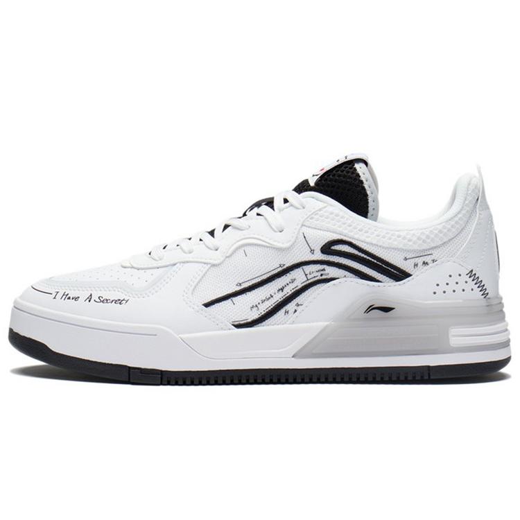 New LiNing Wave V1 Anti Slip And Wear Resistant Lightweight Low Top Skateboard Shoes Men's White Black AGCS029-5