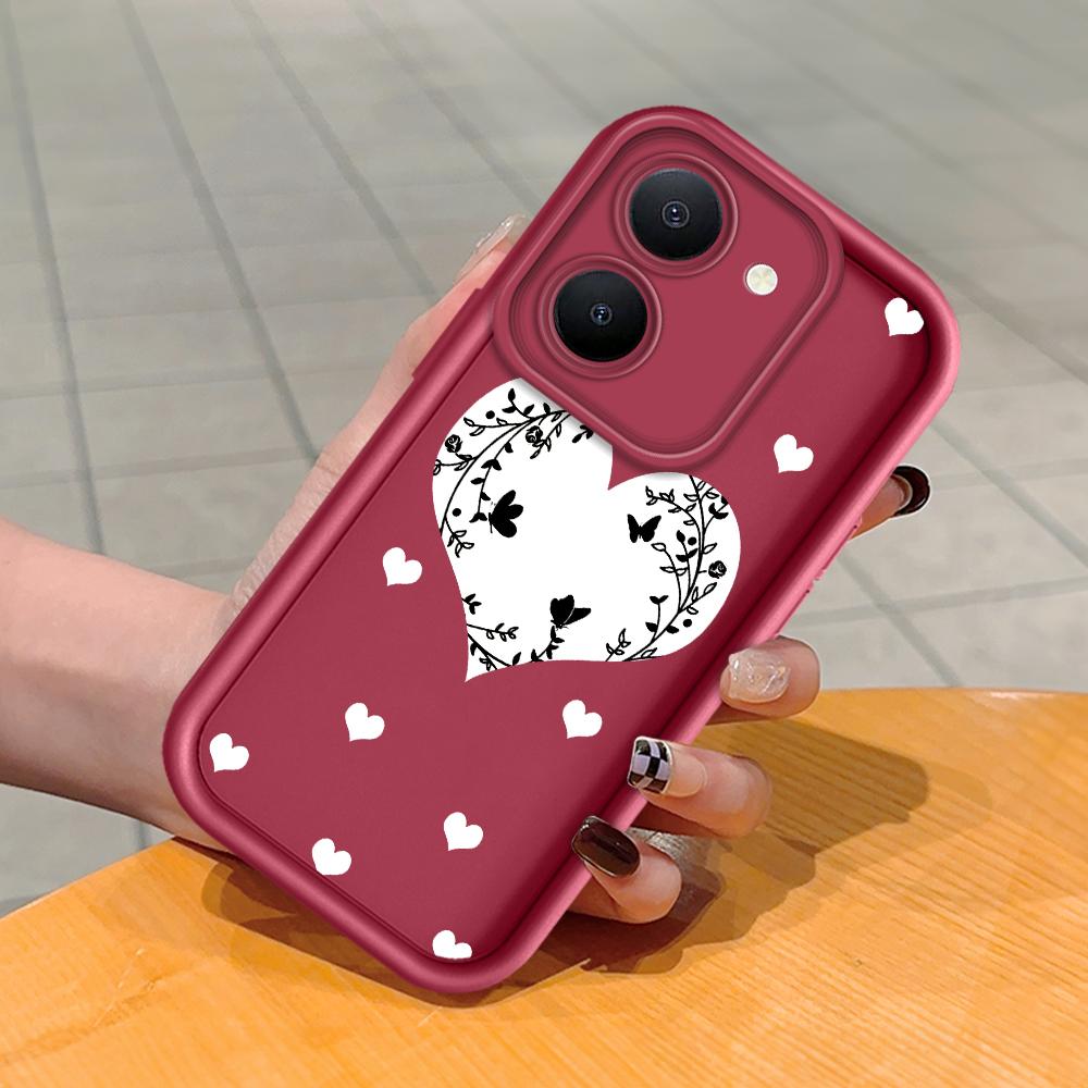 

Мягкий силиконовый квадратный чехол с рисунком лестницы для телефона, полное покрытие, противоударный защитный резиновый чехол для камеры для Vivo Vivo Y76S темно-красного