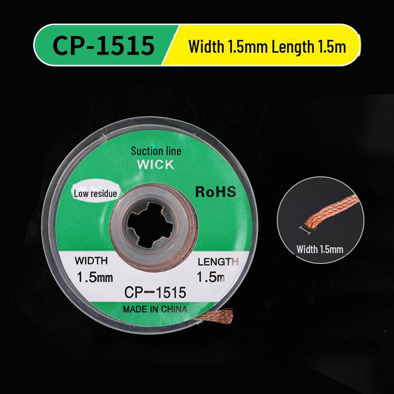 

Медная экологически чистая проволока для распайки и прокладка для паяльных станций - длина 1,5 м, доступные ширины: 1,5, 2,0, 2,5, 3,0 мм CP1515 desoldering wire