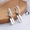 S925 Sterling Silver Asymmetric Letter LUCKY Tag Ear Buckle Japanese and Korean Style All-match Earrings Women