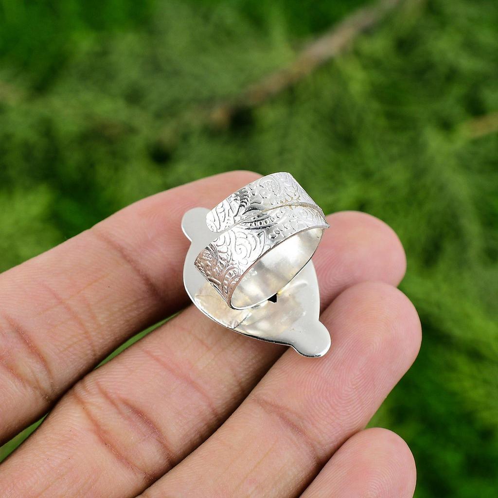 Natural Arizona Turquoise Stackable Adjustable Ring 925 Silver For Women