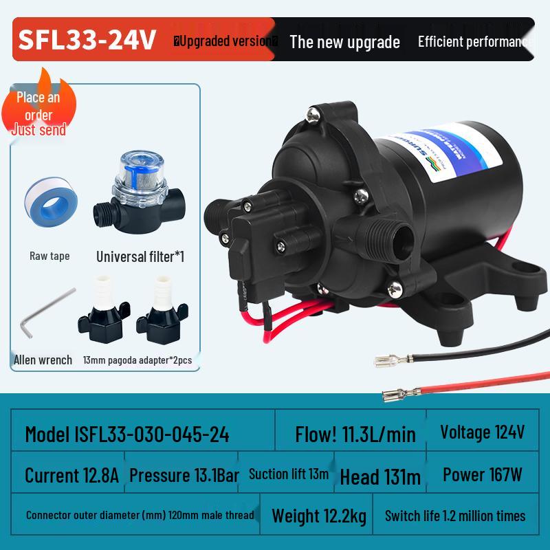 Pompă de apă cu diafragmă de înaltă presiune 12/24V RV Barcă cu comutator automat