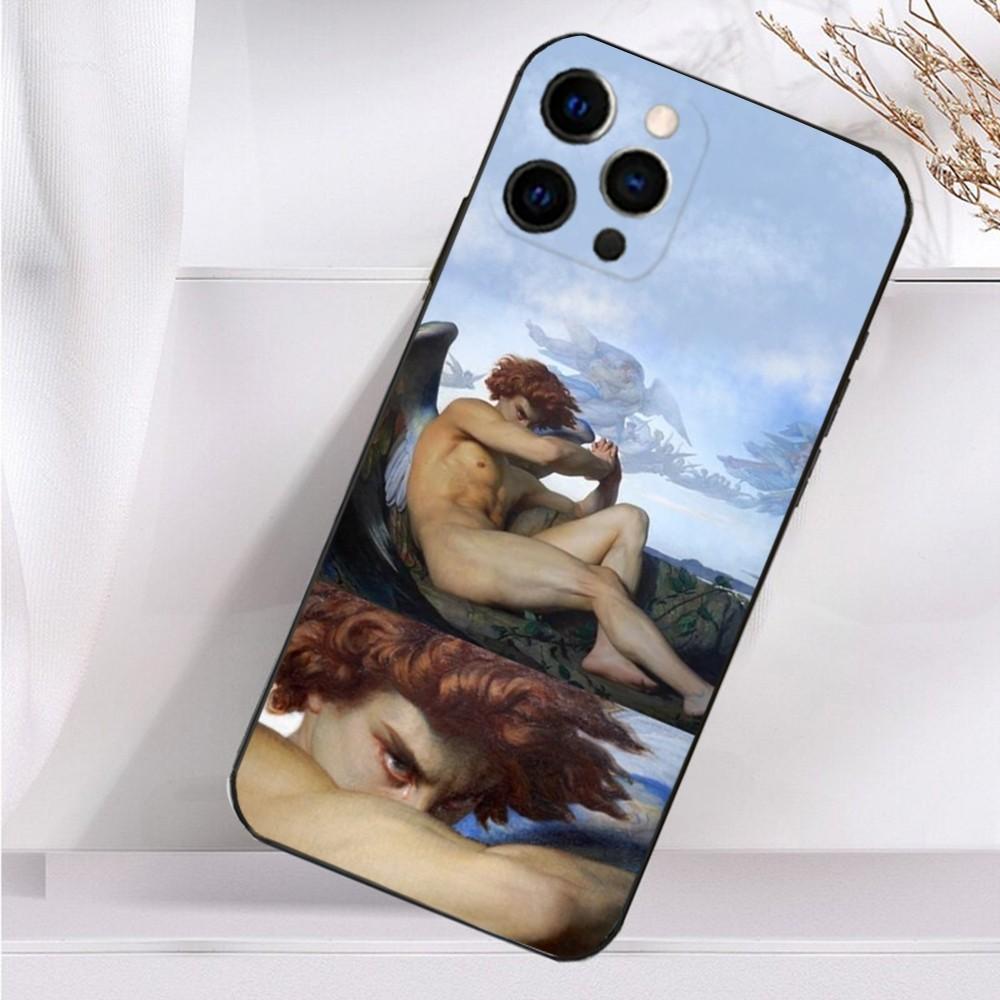 

Painting The Fallen Angel Phone Case For iPhone 16,15,14,13,12,11 Plus,Pro Max,XS,X,XR,SE,Mini,8,7 Soft Silicone Black Cover iPhone11PRO
