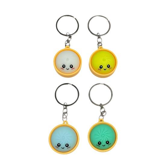 Stress Relief Keychain, with Steamed Bun Pendant, Fidget Clicker with Tactile Feedback Design, Anxiety Relief Toy for Office And Study