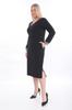 Women's Big Size Dress X Modapo Plus Size Black V-Neck Sweat Dress with Stripes