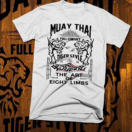 

Muay Thai T-shirt Thai boxing Sak Yant tigers Tattoo Thai Boxer Martial Arts tee M