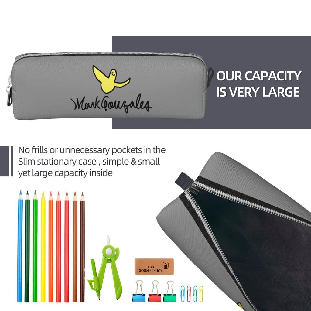 Mark Gonzales Pencil Large Stylish Leather Pen Simple Tool Pencil Case for and Suitable for High and Working Elementary and Junior High School