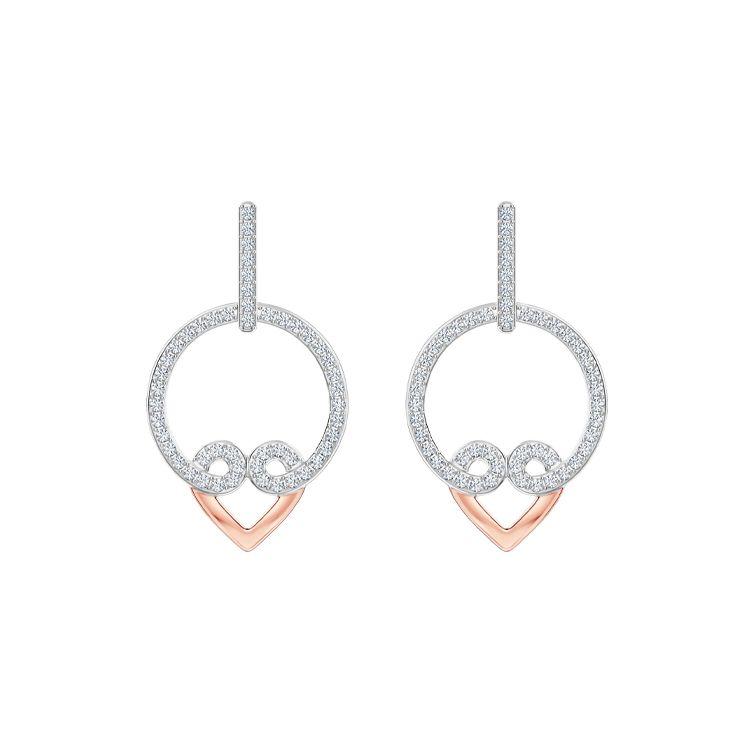 Swarovski My Hero Chic Heart Earrings Women earrings 5490426 White Gold-Plated Rose Gold
