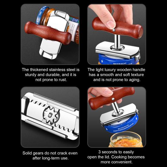 Deschizător de borcane pentru mâini slabe Oțel inoxidabil Reglabil Deschizător de capace de borcan Instrument de îndepărtare a capacelor de sticlă rezistent pentru vârstnici Artrită Femei Copii