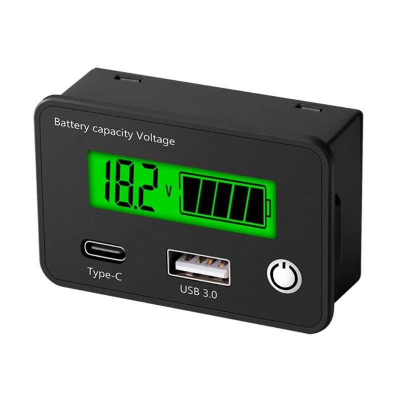 Verbessertes Batteriekapazitäts-Spannungsmessgerät mit Alarm 12V 24V Säurebatterie Lithiumbatterie Messgerät für die meisten Autos-