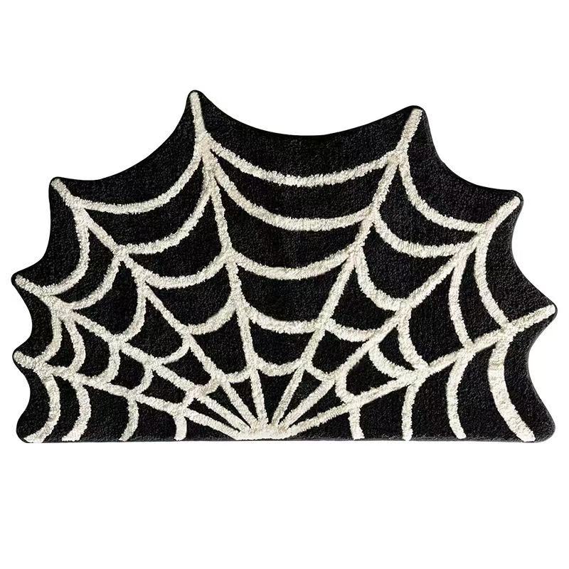 VIKAMA Halloween Spider Web Carpet Anti-Slip Absorbent Door Mat For Bedroom Bathroom Entrance Foot Mat For Foyer Home Decoration