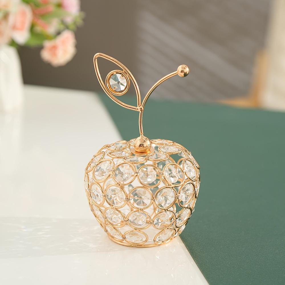 [Elegante Kristallstatue] Elegante Kristall-Metallstatue in Fruchtform (1 Stück) | Apfel-, Birnen-, Ananas-Designs mit goldenen Akzenten - Vielseitiges Dekorationsornament