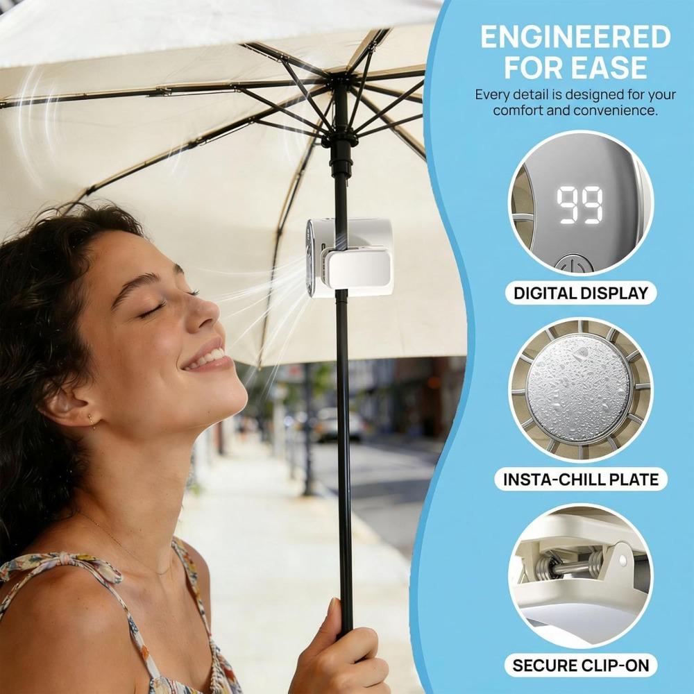 2026 Car Clip on Air Conditioner Fan with LED Display, Portable Personal Fan Rechargeable, 360° Rotation, 199 Speeds Adjustable