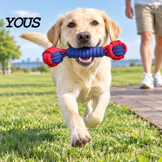 Durable Dog Rope Toys Woven Braided Toy, Cotton Knotted Chew Aggressive Anxiety Relief for Dogs Interactive Tug-of-War Ring Pet Toy Indoor And Outdoor