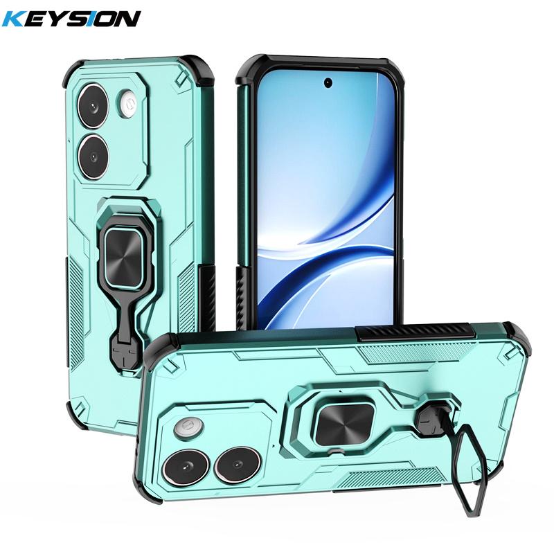 KEYSION Shockproof Armor Case for POCO X8 Pro Max Silicone+PC Upright Metal Live Ring Stand Phone Cover for Xiaomi POCO X8 Pro