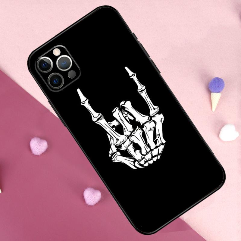 Rock Roll Skull Phone Case For iPhone 17 Pro Max 11 14 15 16 Pro Max Plus 12 13 Mini 17 Air 16e Back Cover