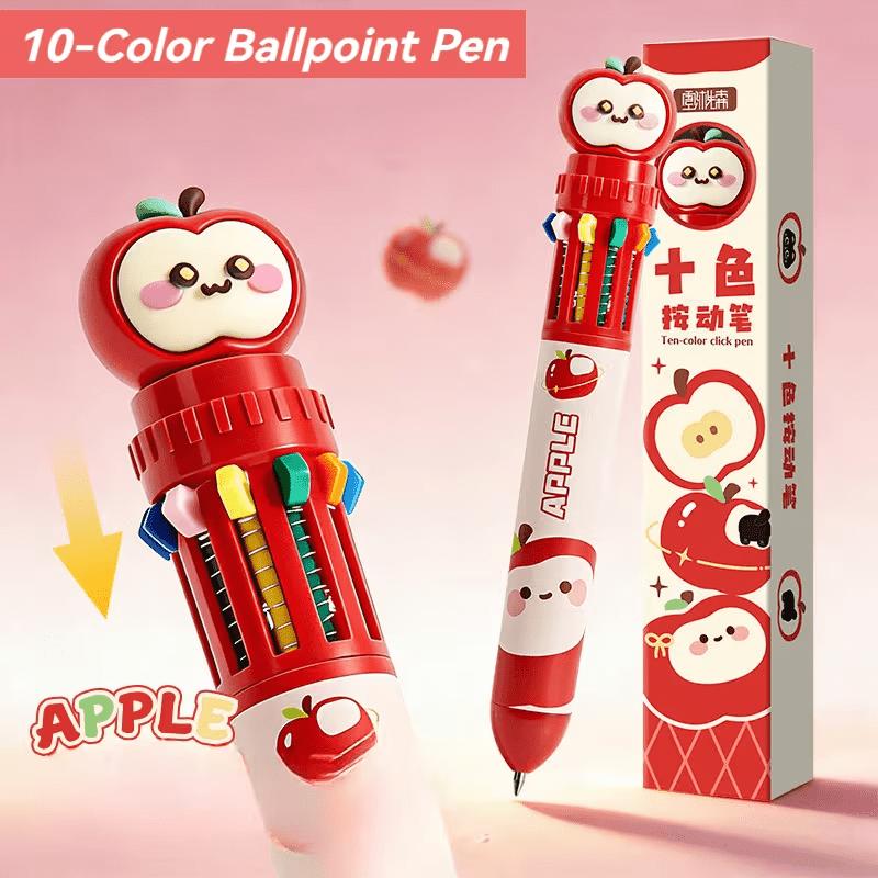Cute Cartoon 10 In 1 Multicolor Ballpoint Pen Retractable Multi Color Gel Pens 1pc ballpoint pen