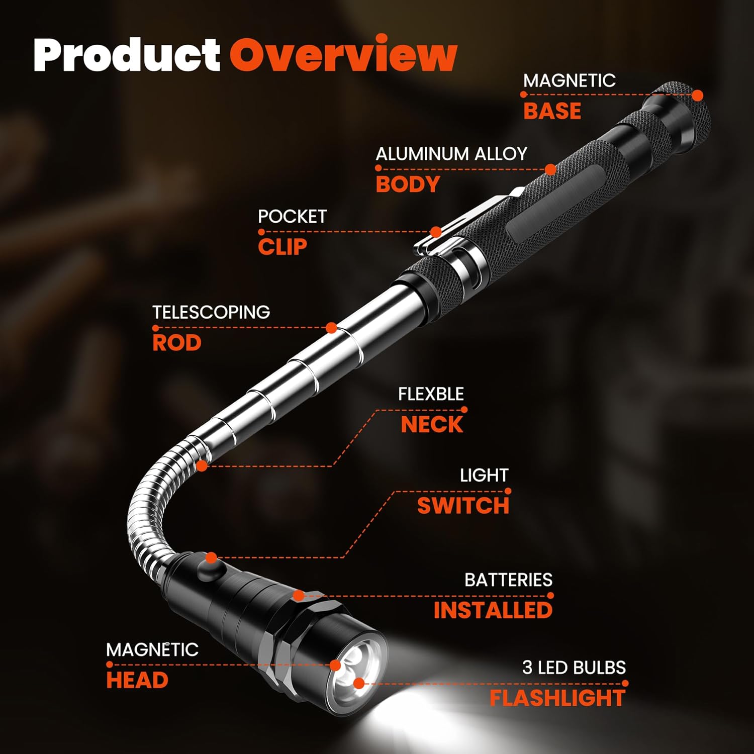 Светодиодный магнитный захват, выдвижной и гибкий магнитный фонарик с телескопическим магнитным захватом, магнитный фонарик для точных работ, Круто