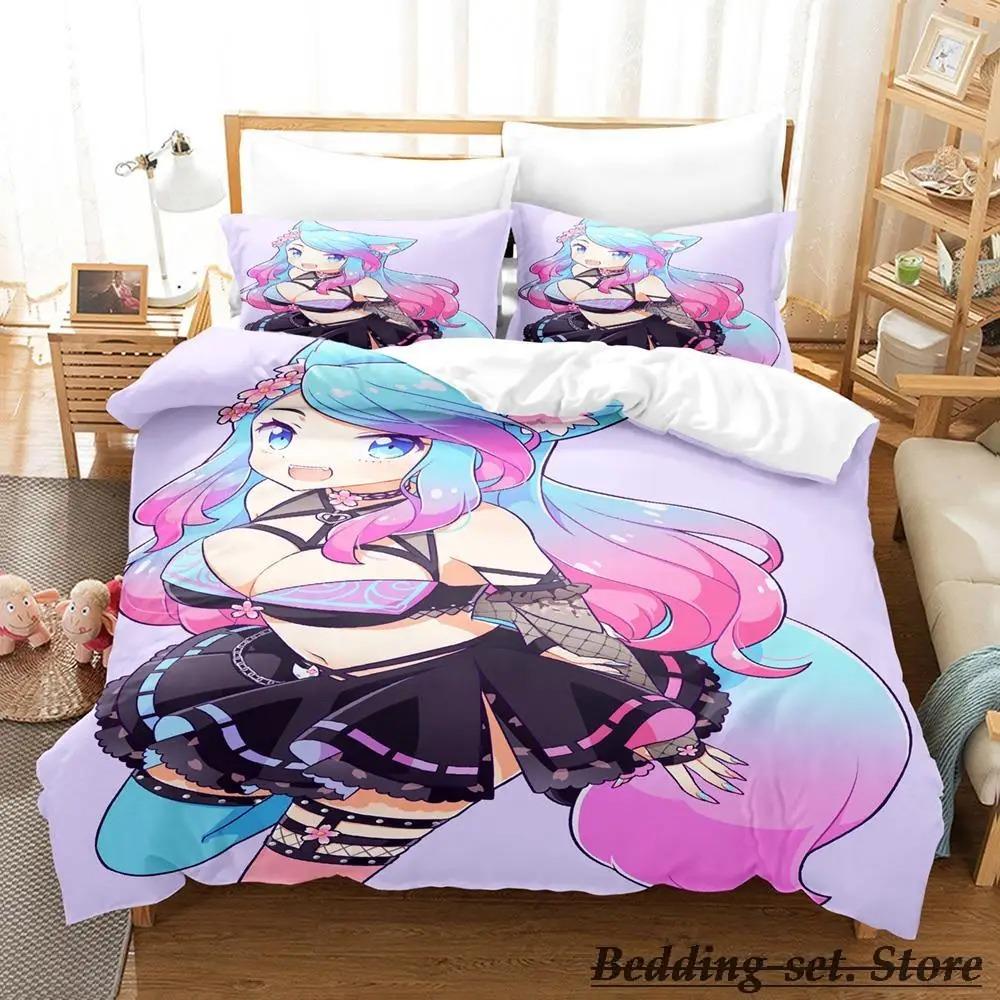 Sexy Girls Silvervale VTuber Bedding Set Single Twin Full Queen King Size Bed Set Adult Kid Bedroom Duvetcover Sets Anime Kawaii