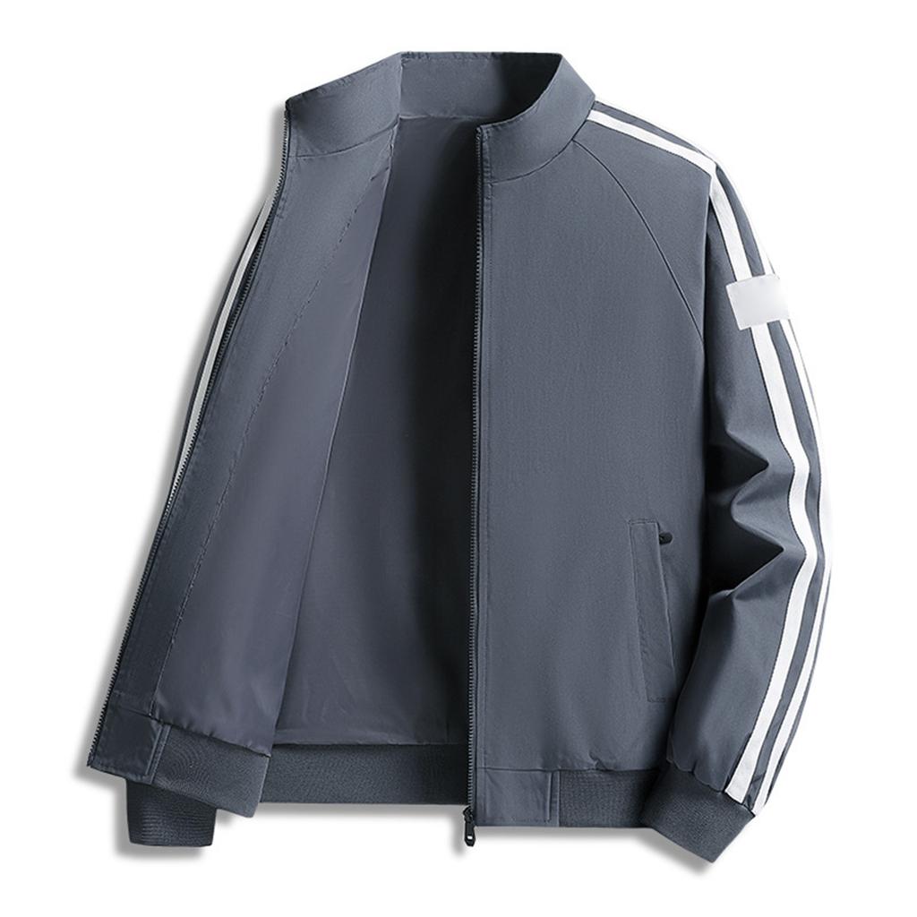 Men's Baseball Jacket Workwear Jacket Casual Sports Fashion Two-Stripe Top Coat