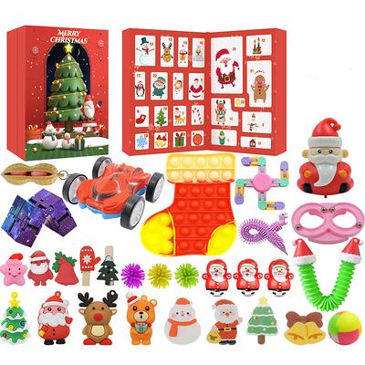 24 Peças/conjunto Calendários do Advento de Natal Brinquedos Fidget Meia de Natal Contagem Regressiva Advento Presente de Natal para Crianças Adulto Caixa Pacote