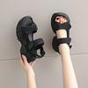 Huge Lightweight~ Open-toed Thick-soled One-word Buckle Sandals Women's 2025 New Summer Casual Thick-heeled Beach Shoes