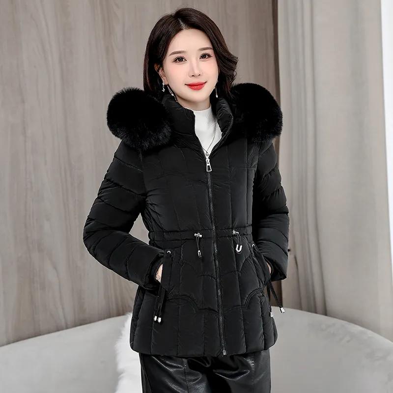 Winter Down Jacket Women's Parkas Warm Cotton Padded Coat Ladies Short Overcoat Hooded Overwear Tops