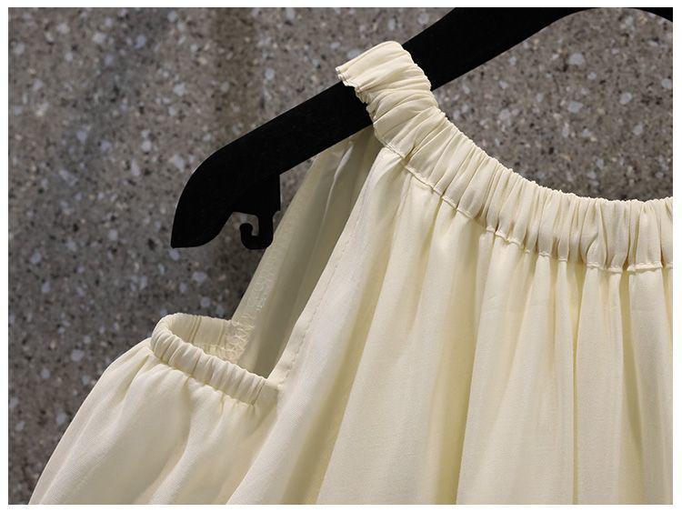 Korean Style Plus Size Off-Shoulder Summer Midi Dress - French Sweet, Loose Fit, Cover Belly Design for Women