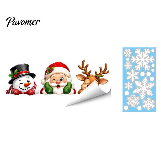 Christmas Gifts for Friends Window Stickers, Static Cling Santa Claus Snowman Reindeer Decals, Cute Animal Art Holiday Glass Clings Home Storefront