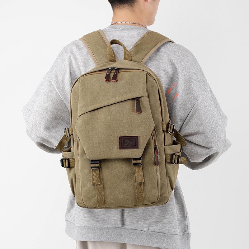 Large Vintage Canvas Backpack for Students - Unisex, Junior to High School