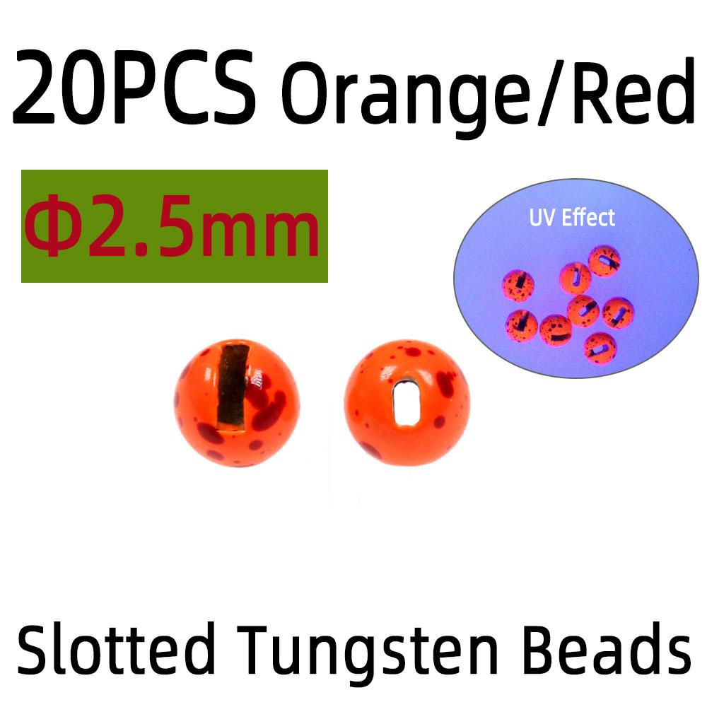 20 buc. Mărgele metalice de tungsten cu fante cu ochi cu puncte pentru pescuitul cu muscă de tungsten pe gheață Jig Cap de mărgele Material pentru legarea muștelor