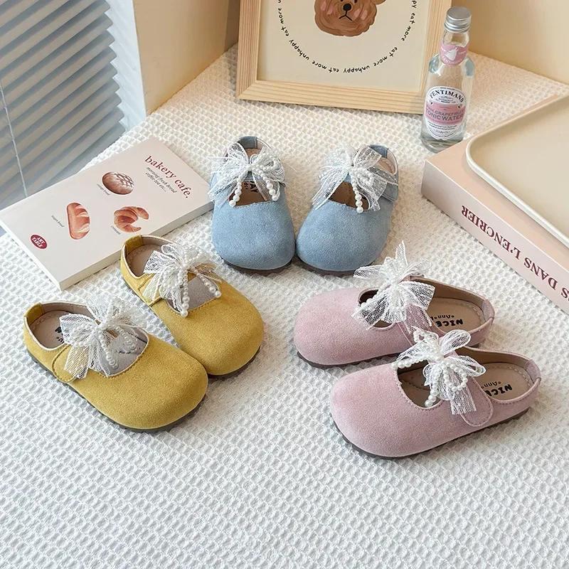 2025 Children Leather Shoes for Girls Spring New Fashion Korean Style Soft Bottom Anti-slippery Versatile Chic Princess Flats