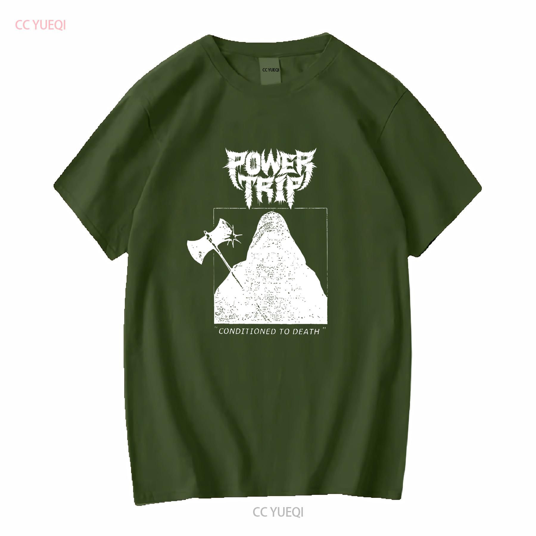 

Футболка Power Trip band Conditioned to death ЧОРНА БАВОВНЯНА УСІ РОЗМІРИ ta3949 довгий рукав вінтажна Прана Повсякденний дизайнерський одяг 2XL