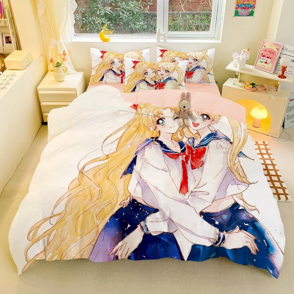New Japanese Anime Sailor Moon Bedding Set Beautiful Girl Quilt Cover Cute Printing Duvet Home for Teens Best Gifts