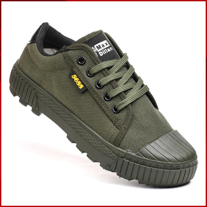 Low Cut Green Worker Canvas Shoes Size 38-45 Men Women Farmer Training Liberation Shoes Outdoor Labor Rubber Sole Sneakers