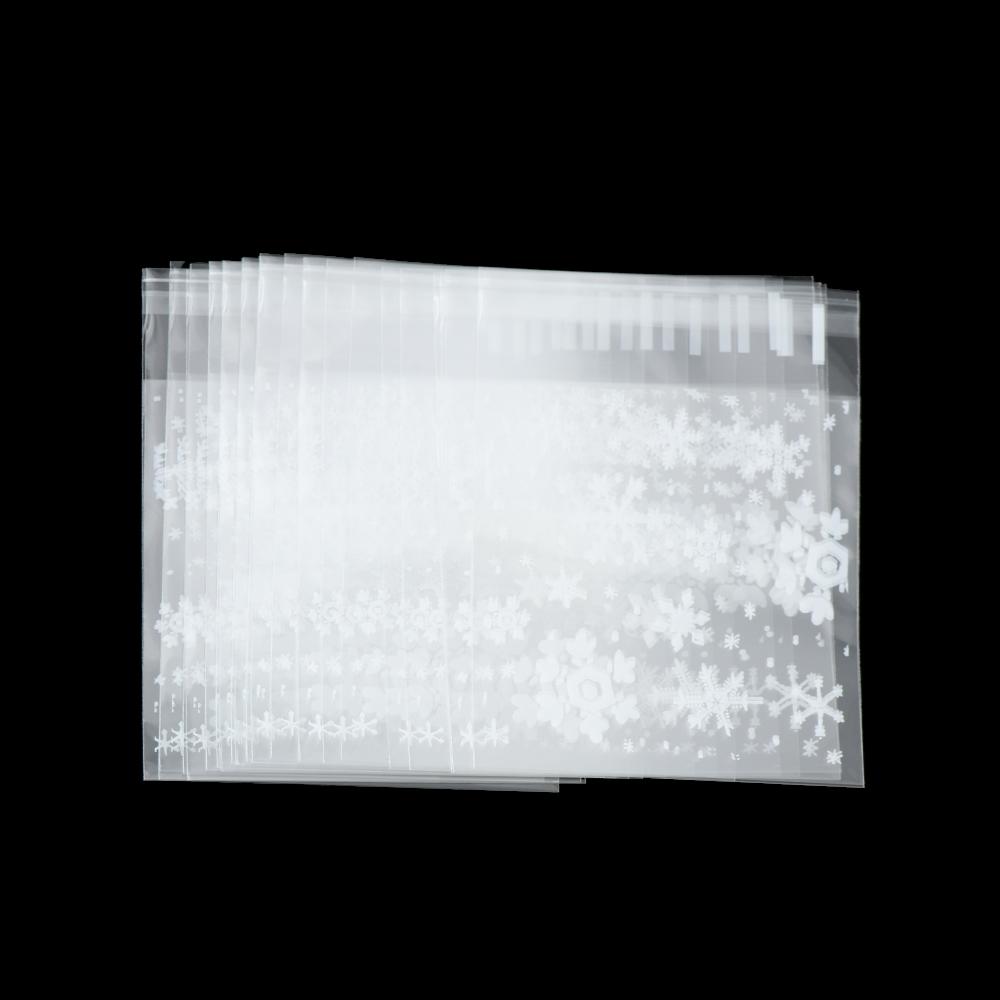 100pcs New Wedding Favors Party Supplies Self-Adhesive Candy Bag Christmas Snowflake Cookie Package