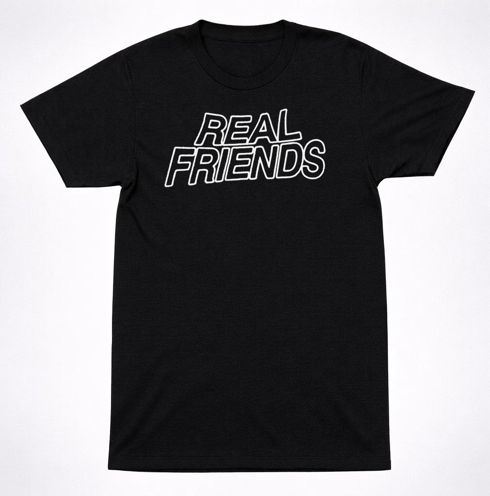 Real Friends Logo T-Shirt – Classic Pop Punk Band Tee Black S