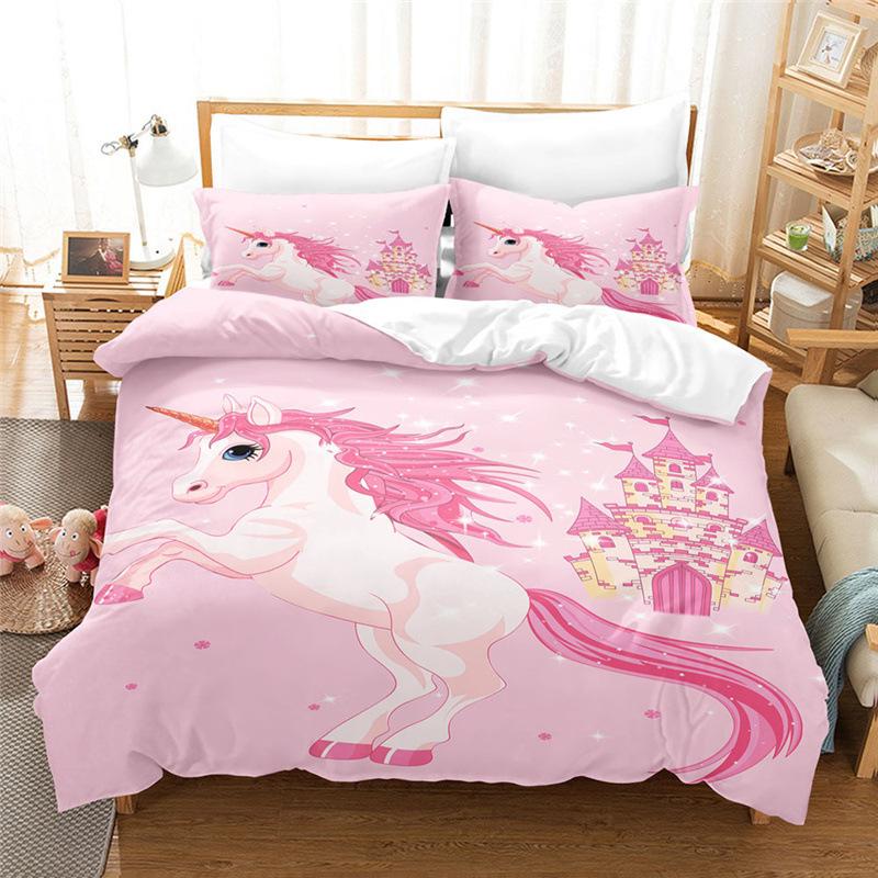 

Cartoon Unicorn Four-Piece Three-Piece Quilt Cover Bed Sheet 135 * 200