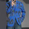 INCERUN Oversized Men Lapel Neck Long Sleeve Print Casual Loose Thin Blazer Coats