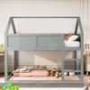 Bunk Children Bed, 90 x 200 cm, Low Bunk Single Bed, Loft Bed with Stairs, Solid Wood Frame, Wood Color
