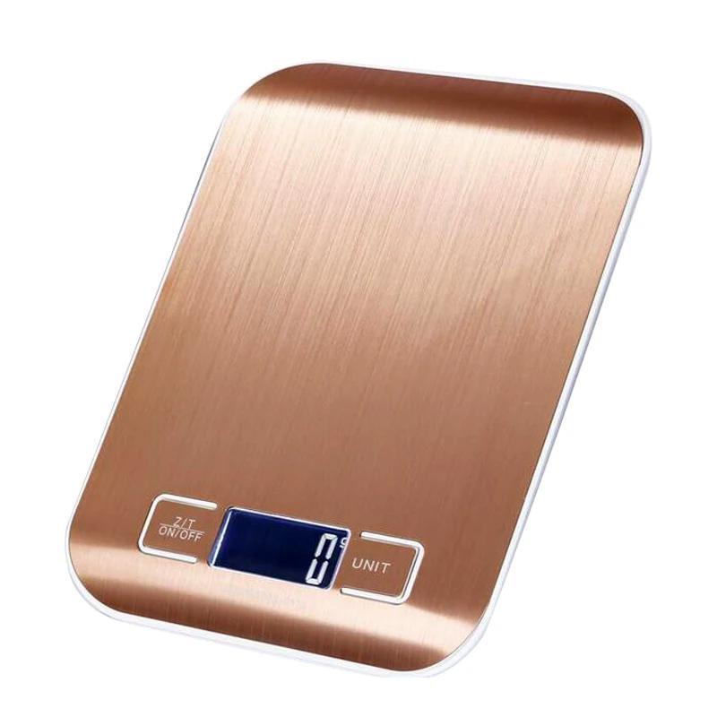 Balanza de Cocina Digital con Retroiluminación 5kg/1g O 10kg/1g Plataforma de Acero Inoxidable Balanza de Pesaje Balanza de Alimentos Oro Rosa / Plata