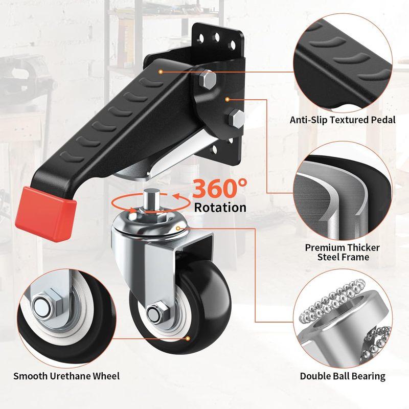 Workbench Casters Kit 660 Lbs - Retractable Casters Heavy Duty Bench Caster Wheels Designed for Workbenches Machinery & Tables,
