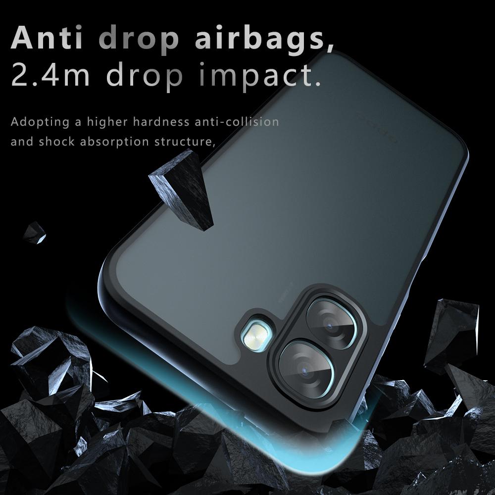For Oppo A6X Case Skin Friendly Matte Frosted Black Translucent Airbag Non-yellowing Anti-Fingerprint Cover