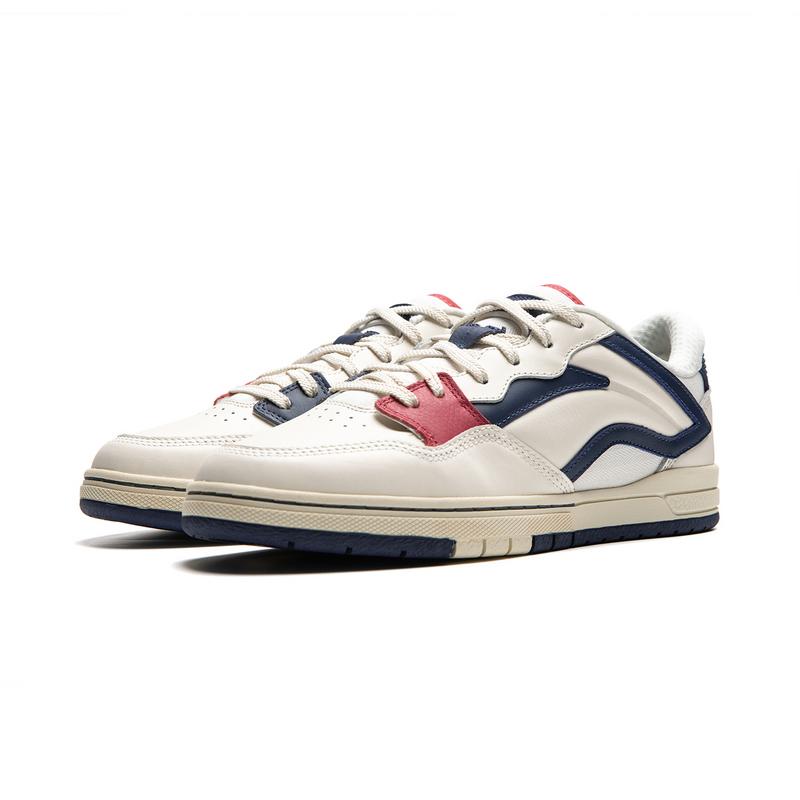 New LiNing Anti Slip Wear Resistant Low Top Skateboard Shoes Men's White Blue AEPU049-9