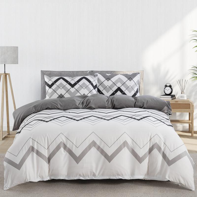 Abstract Geometric Duvet Cover Full Queen Size Wave Pattern Bedding Set Farmhouse Comforter Cover Microfiber Chevron Quilt Cover