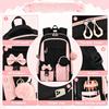 4pcs/set Patchwork School Backpack Set Primary Middle Bow School Bags for Girls Cute Bookbag Lunch Bag Pencil Bag Large Capacity
