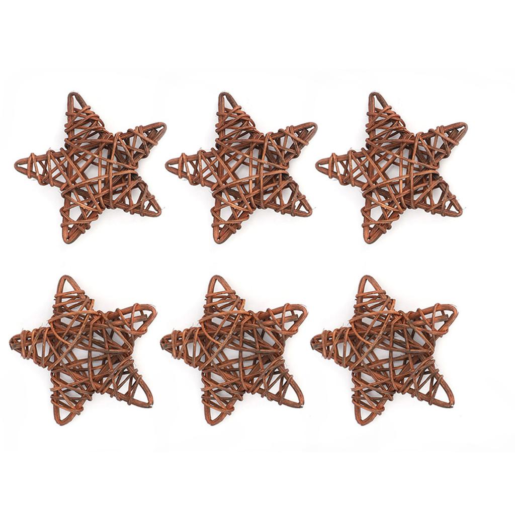 6Pcs DIY Crafts Natural Rattan Stars for Wedding Party Christmas Decoration(Coffee)
