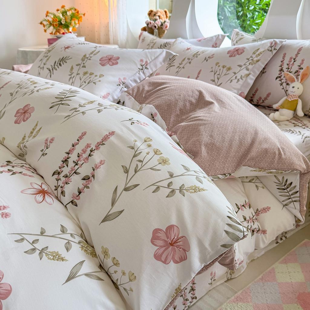 Small fresh pastoral cotton printing four-piece series bed sheet family student dormitory four-piece set