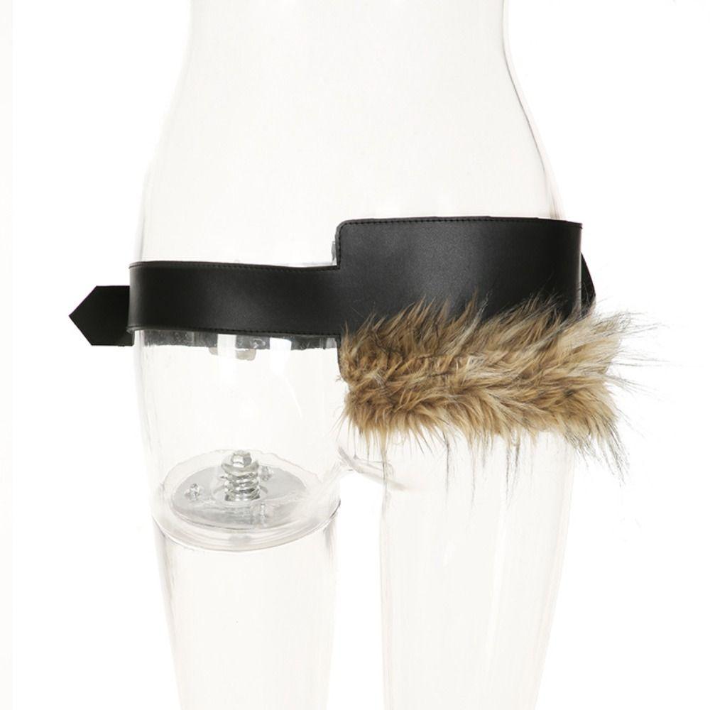 Y2K Faux Fur Splicing Belts Trendy Design Cowgirl Waistband Punk Jeans Belt  for Club Party